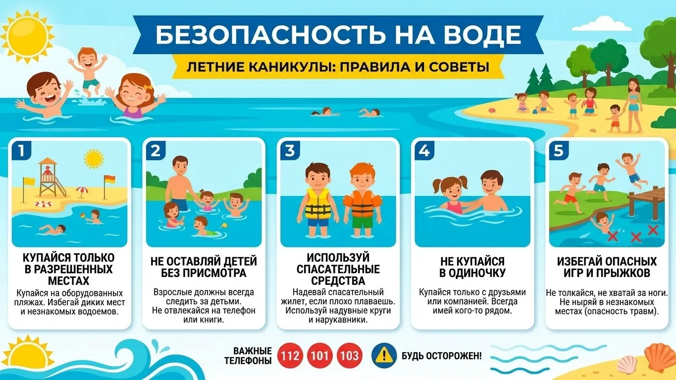 .

🌊 Безопасность на воде: правила для яркого и безопасного лета

Уважаемые родители!  Чтобы отдых 