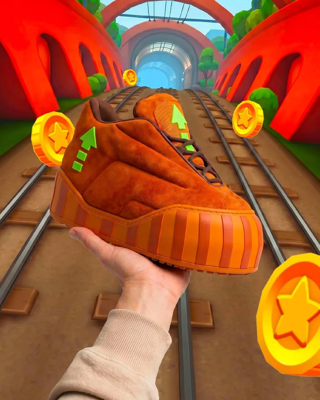 В реальности появились ботинки из Subway Surfers.

Концепт от strangecollabo позволяет буквально поч