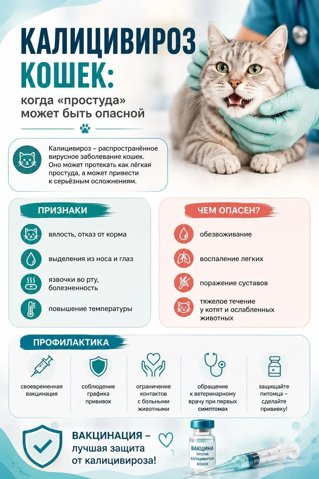 📌🐈‍⬛Калицивироз кошек: когда «простуда» может быть опасной