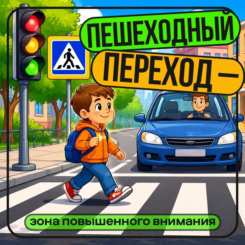 Пешеходный переход — не просто полоски на асфальте, а зона повышенного внимания!
Напоминаем простые 
