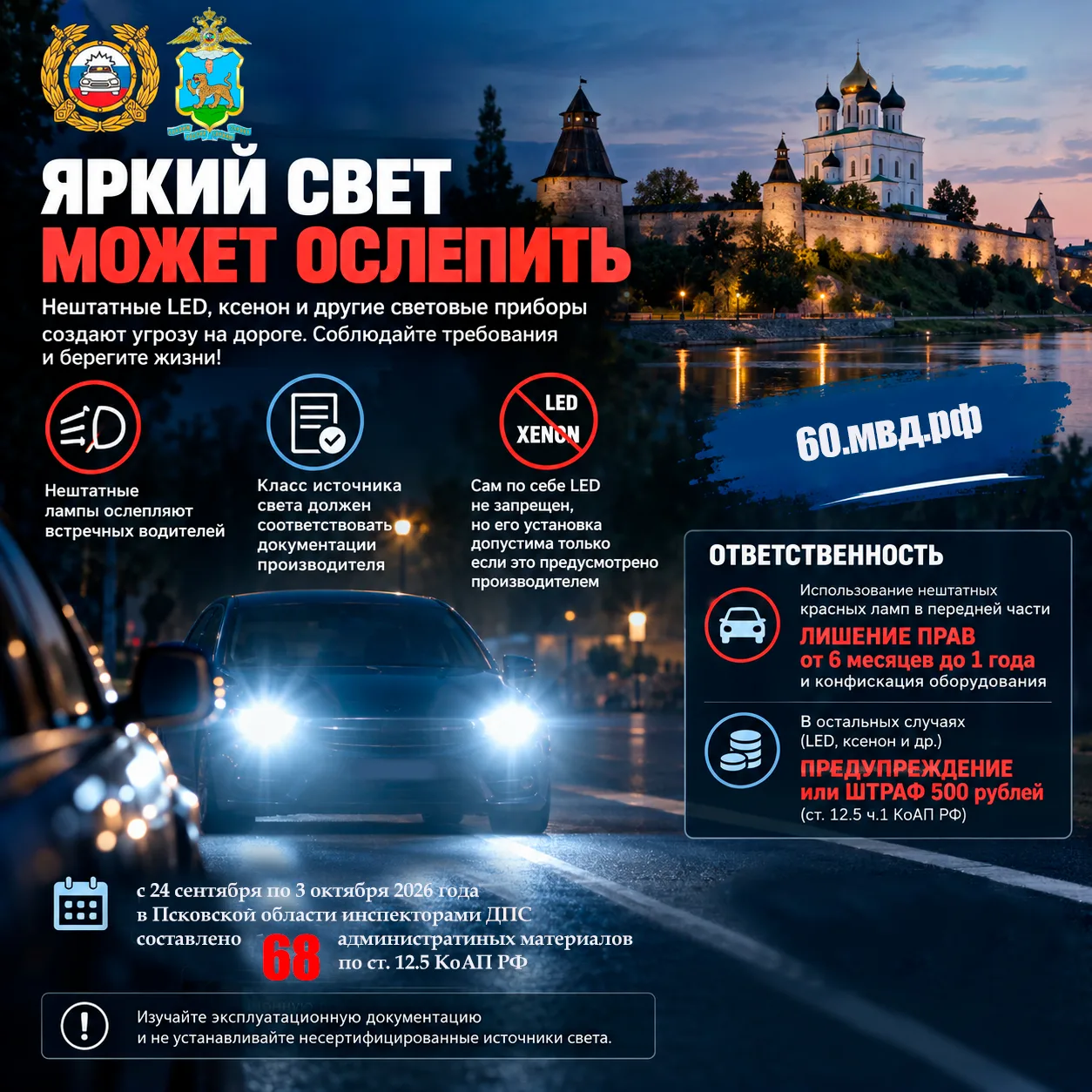 ❗Госавтоинспекция Псковской области: итоги профилактических мероприятий по контролю за ...