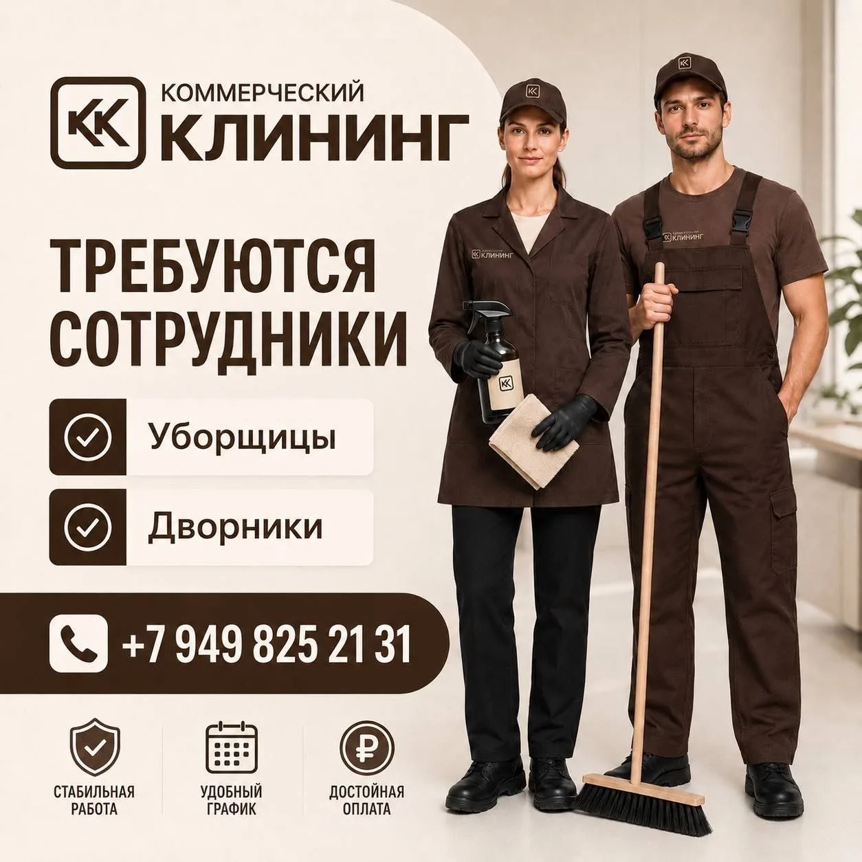 Требуются сотрудники для работы в Ворошиловском районе.   Официальное  трудоустройство.  🟤 УБОРЩИКИ 