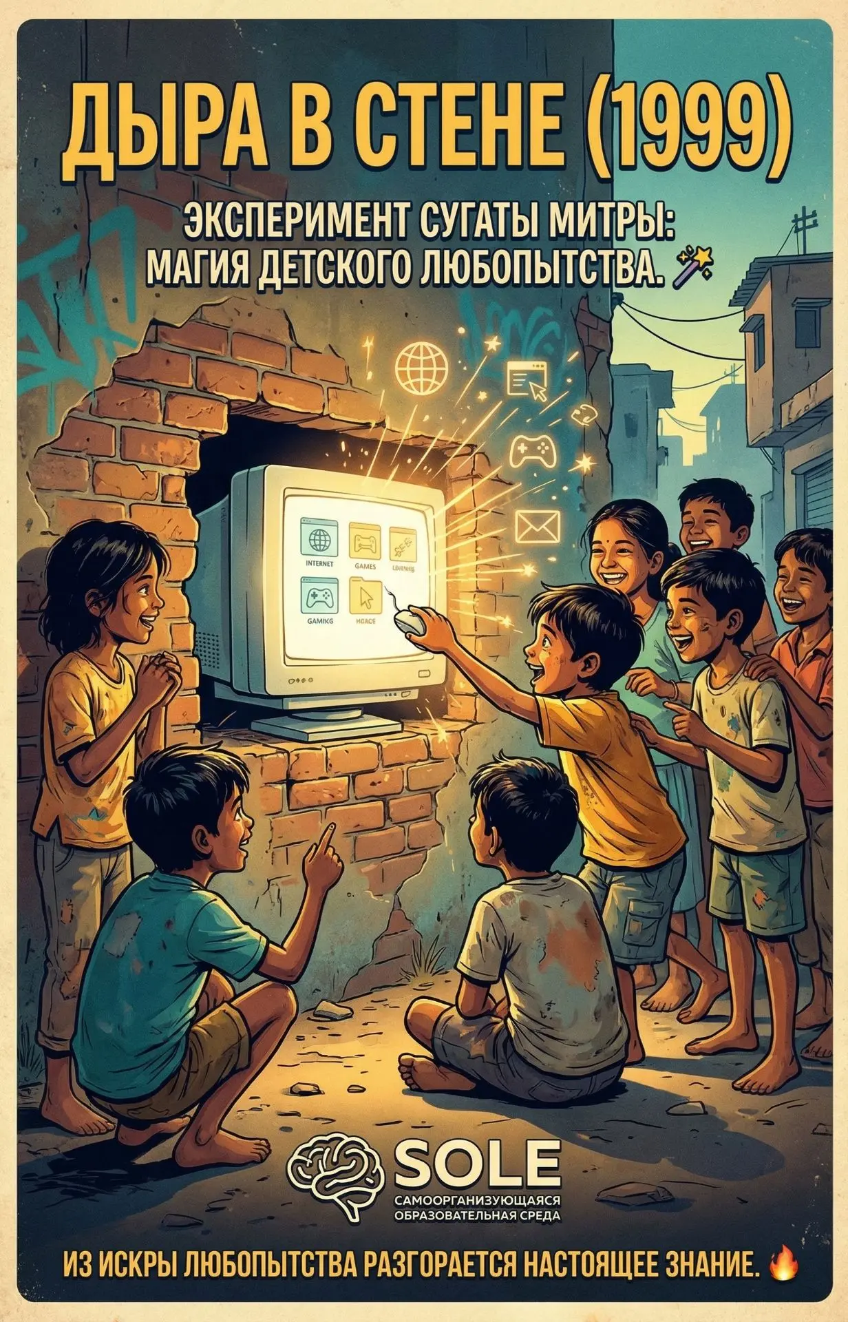 🖥 Эксперимент «Дыра в стене» (Сугата Митра).