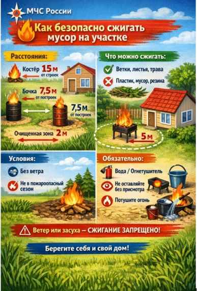 МЧС России о сжигании мусора: