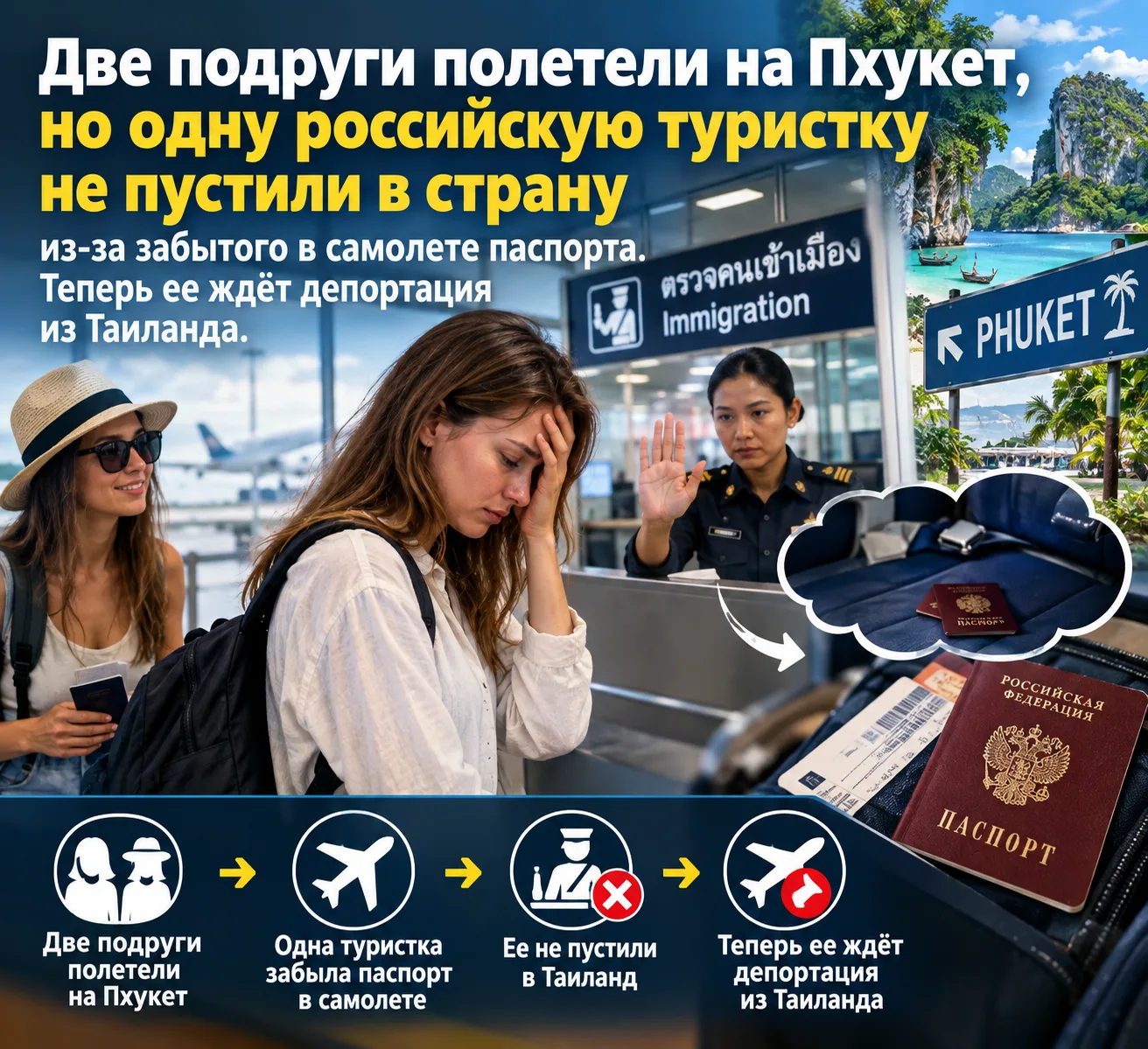 Российскую туристку депортируют из Таиланда из-за забытого в самолете паспорта 😫