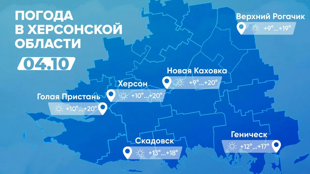 🍁 Прогноз погоды в Херсонской области на 4 октября