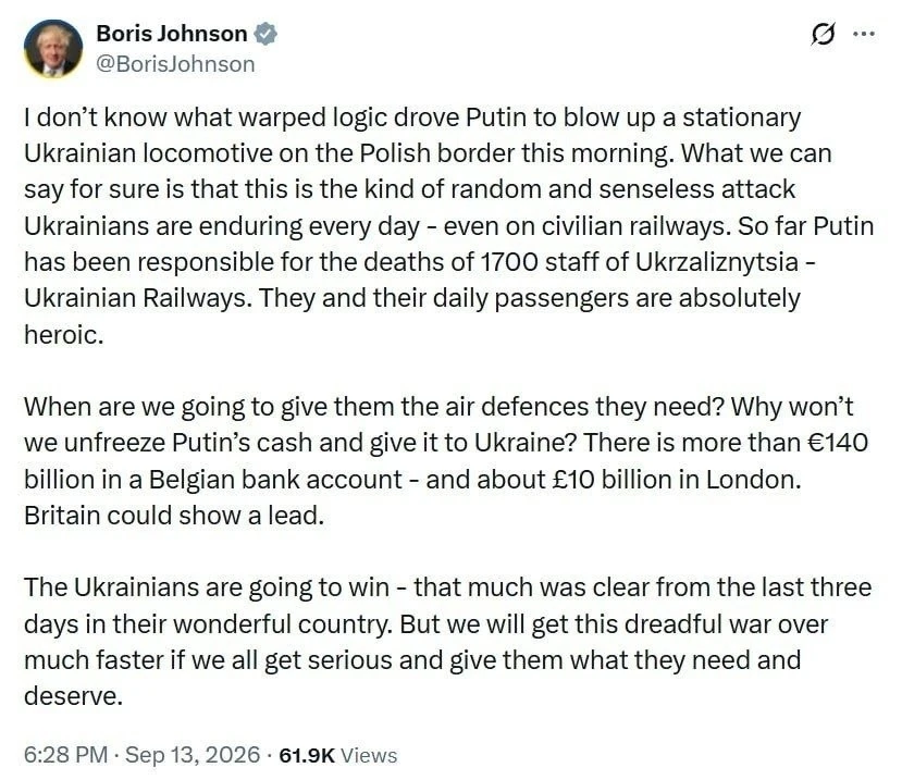 ❗️Блохастый пес Джонсон после инцидента с поездом призвал изъять российские замороженны...
