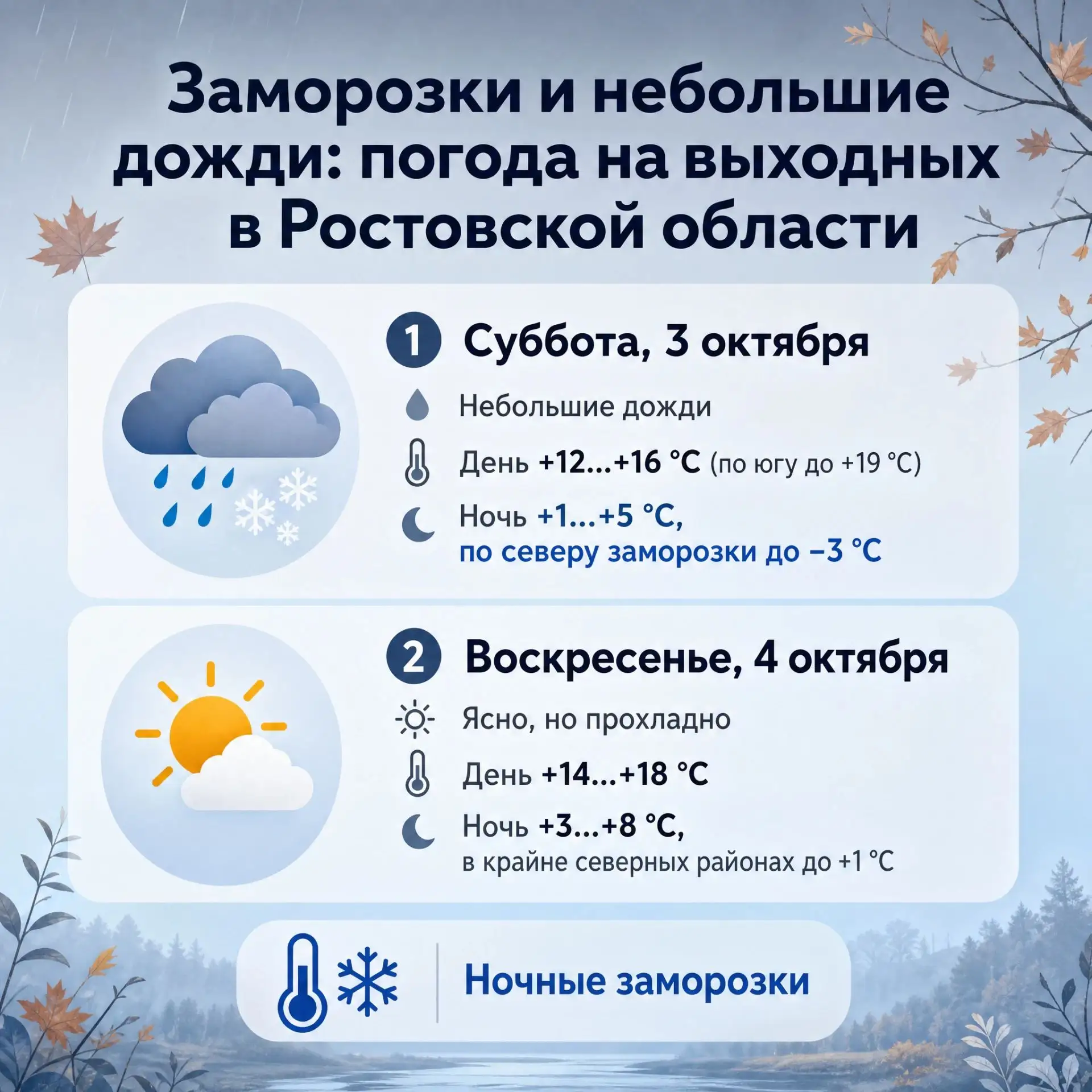 🥶 Заморозки и небольшие дожди: какая погода ждёт дончан на выходных?