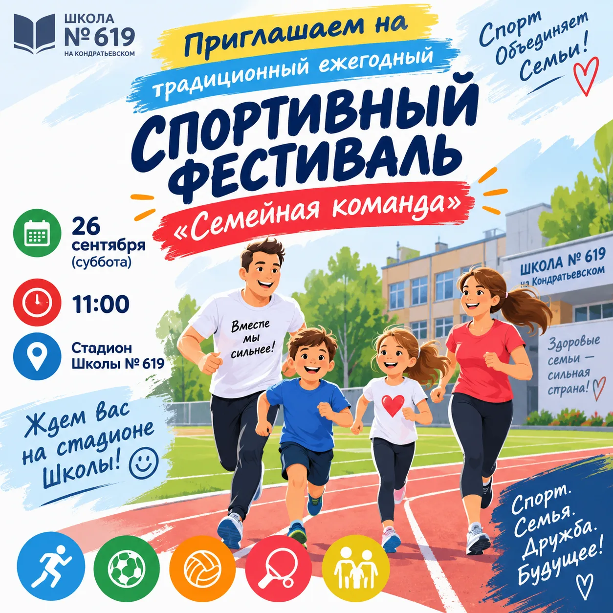 Фестиваль "Семейная команда", который уже традиционно проходит в нашей школе, состоится...