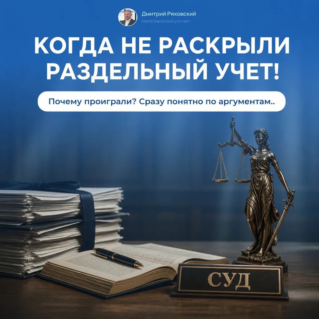 Когда не раскрыли раздельный учет!
Почему проиграли? Сразу понятно по аргументам…

⚖️ Статус: В поль