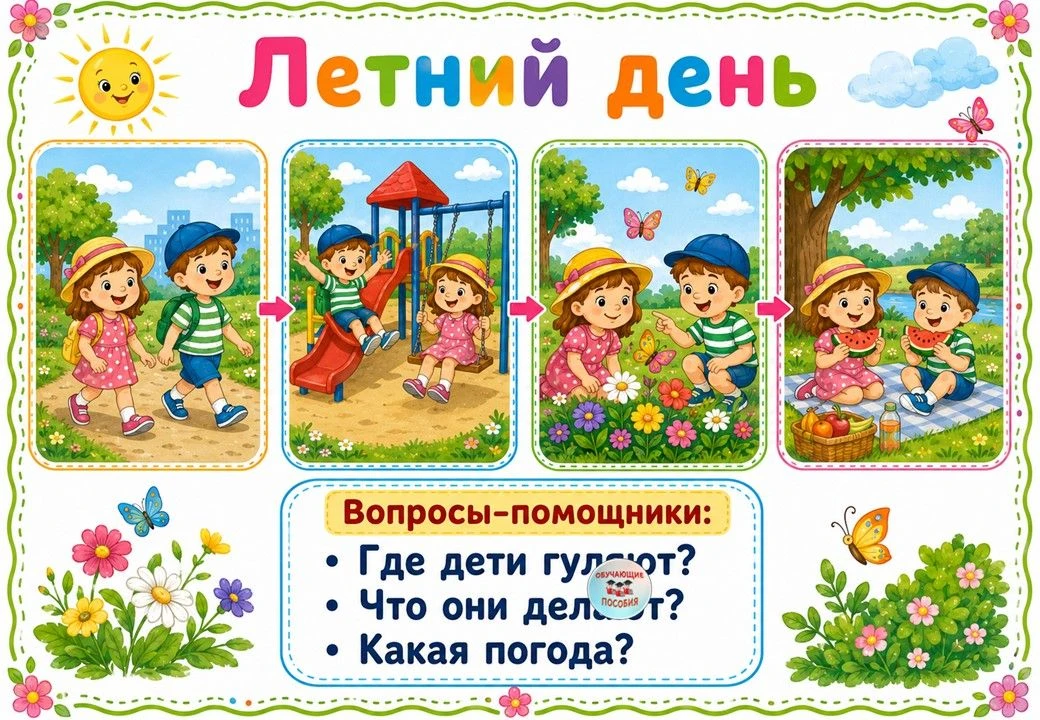 ЛЕТНИЙ РАССКАЗ ДЛЯ ДОШКОЛЬНИКОВ 🗣️

Сегодня предлагаем речевую карточку, которая поможет детям опис