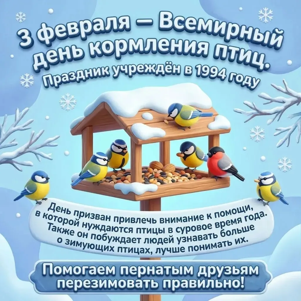 3 февраля — Всемирный день кормления птиц!