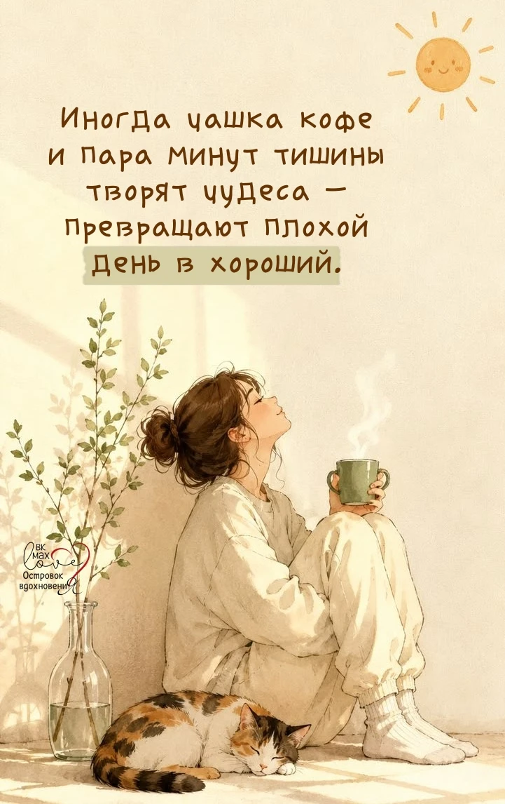 Просто позвольте этому случиться. Кофе, пять минут покоя — и хмурый день станет добрым.