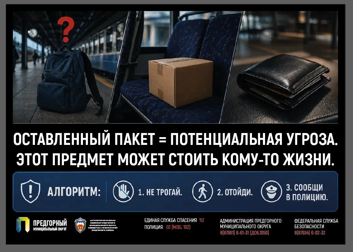 ✅ Увидел бесхозный предмет (пакет, сумку, рюкзак, коробку)?