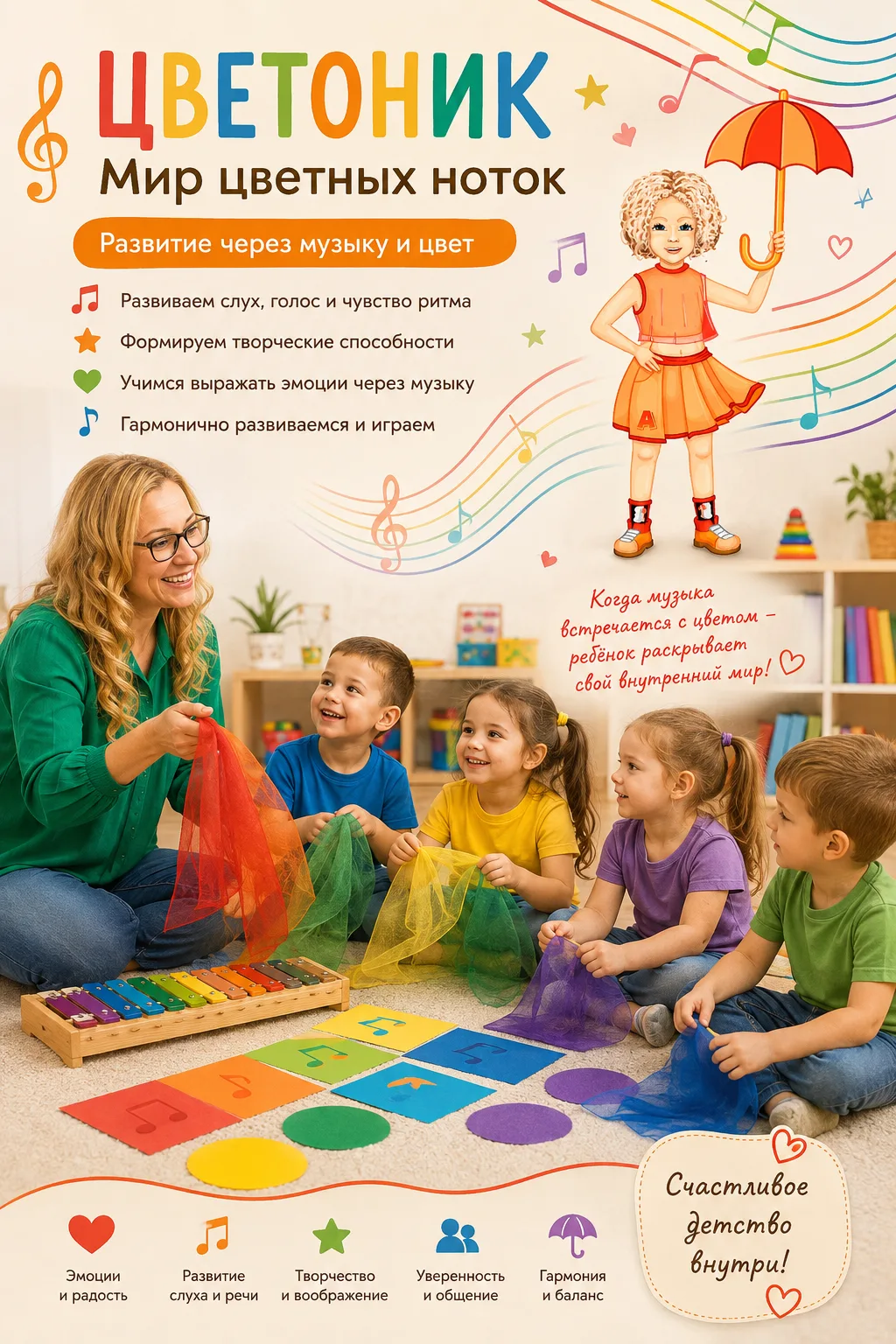 🎵 ЦВЕТОНИК: когда ребёнок развивается через музыку, цвет и движение 🌈