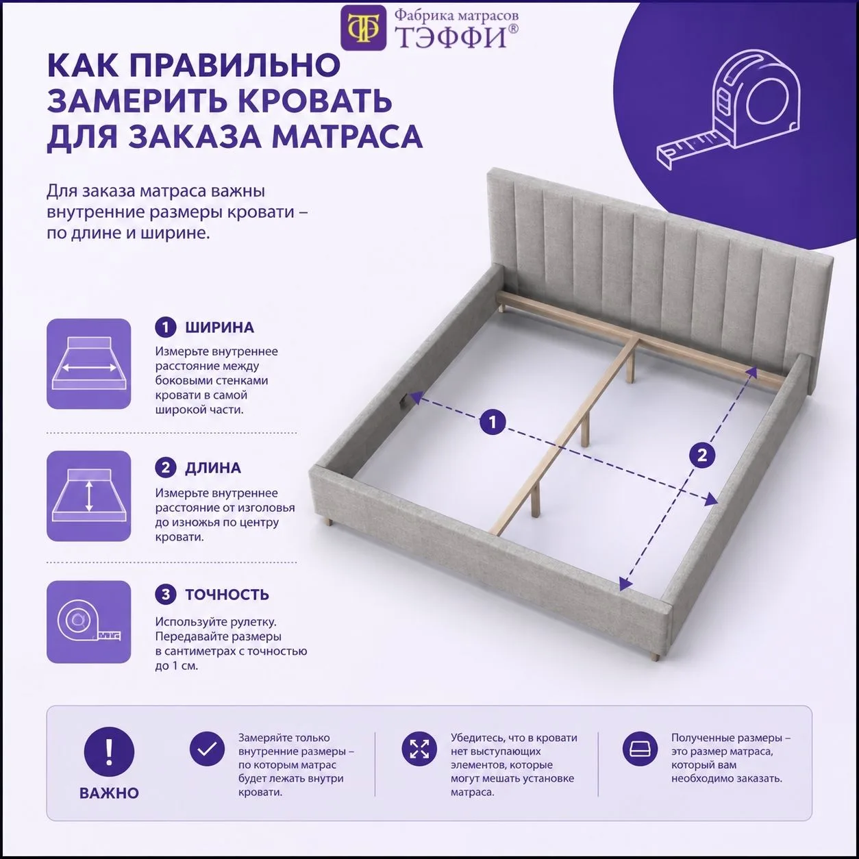 ✨ Как правильно замерить кровать для заказа матраса? ✨