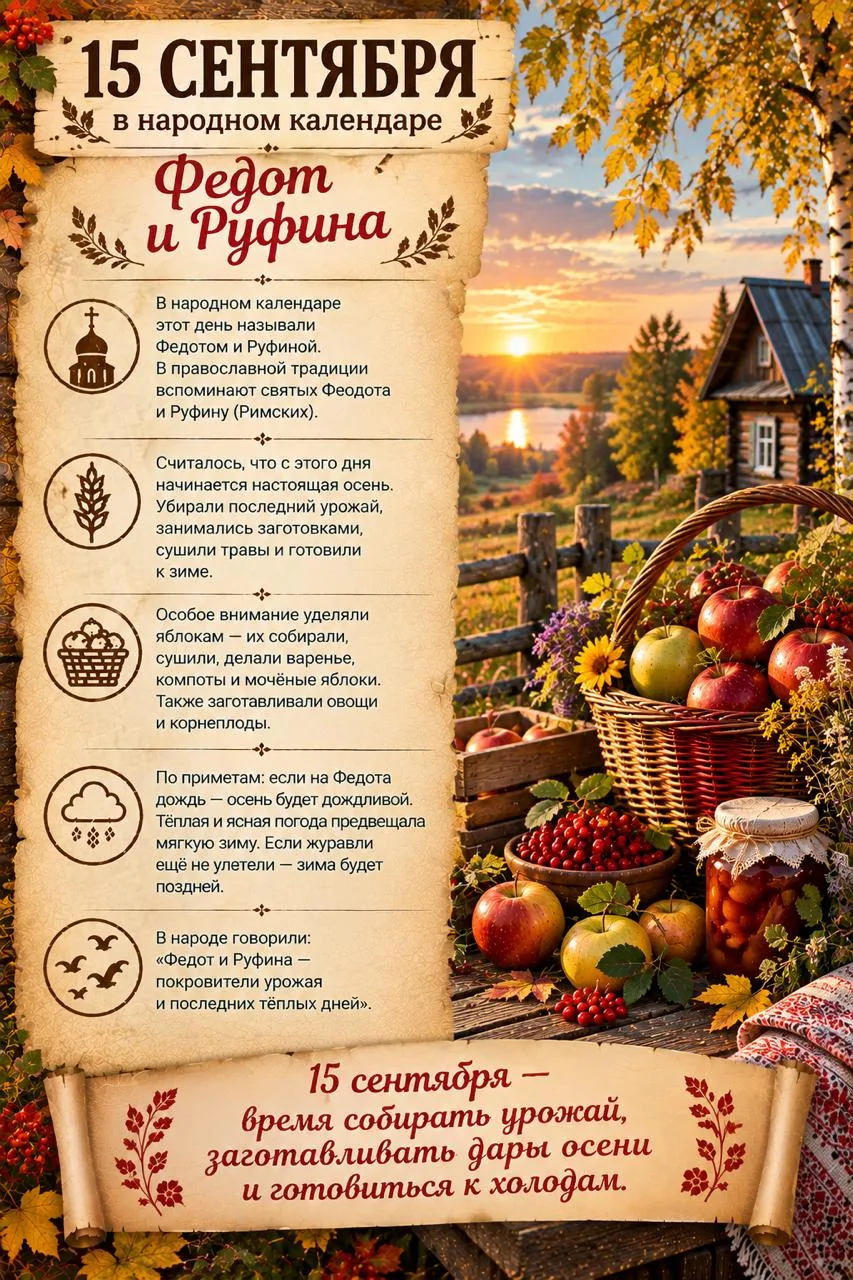 🍂 15 сентября — Мамонт Овчарник, Федот и Руфина