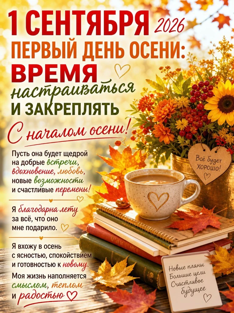 💫 1 СЕНТЯБРЯ 2026 — ПЕРВЫЙ ДЕНЬ ОСЕНИ: ВРЕМЯ НАСТРАИВАТЬСЯ И ЗАКРЕПЛЯТЬ 💫