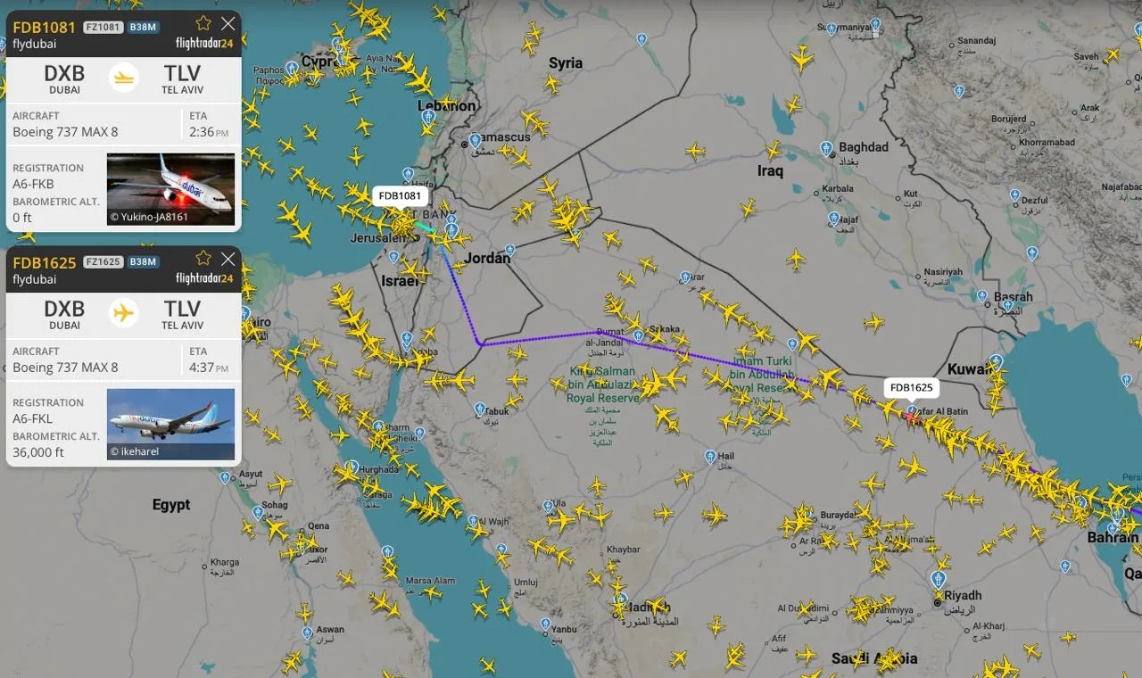 🇦🇪 🇦🇪🇮🇱 Информация о том, что другие рейсы flydubai из Дубая в Тель-Авив разворач...