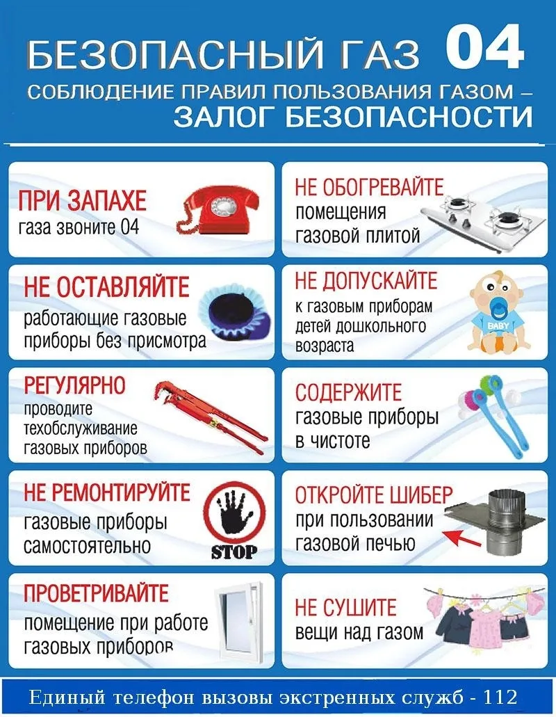❗️Напоминаем о необходимости соблюдения правил безопасности при пользовании газа в быту.
● Действия 