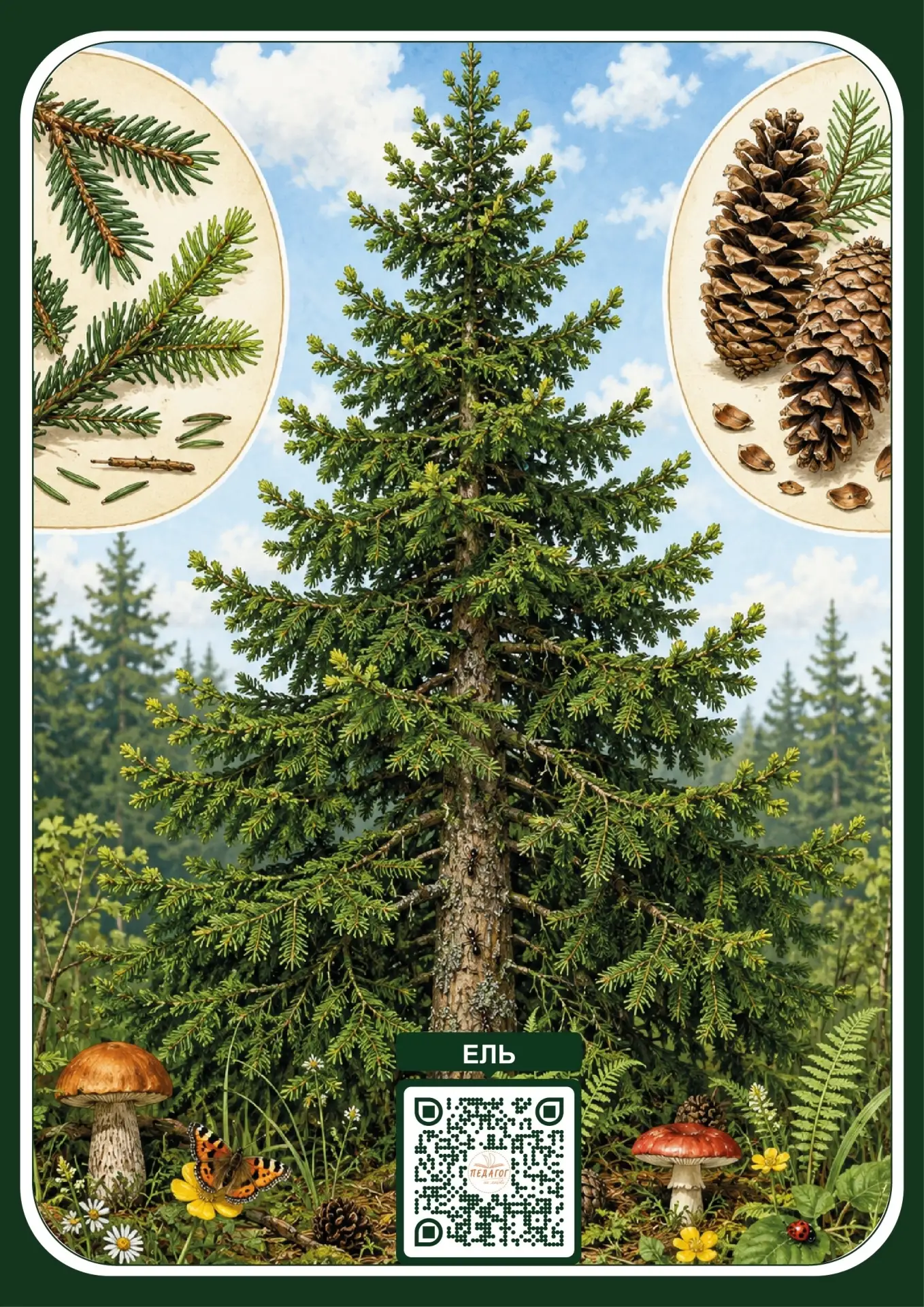 🌲 Карточки деревьев с QR‑кодами! 🗺✨