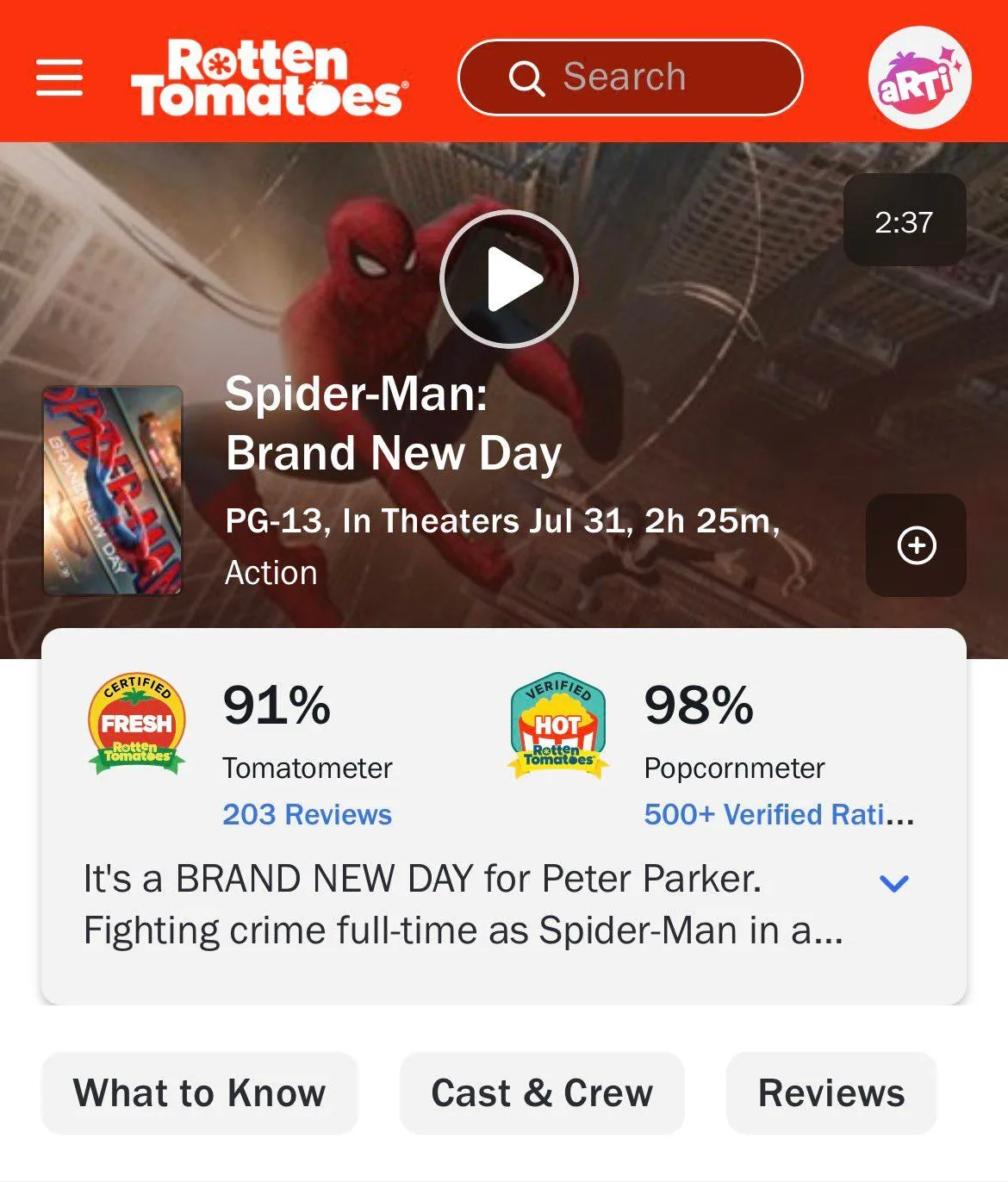 📱 🕸 «Человек-паук: Новый день» получил на Rotten Tomatoes не только 91% свежести от критиков, но 9
