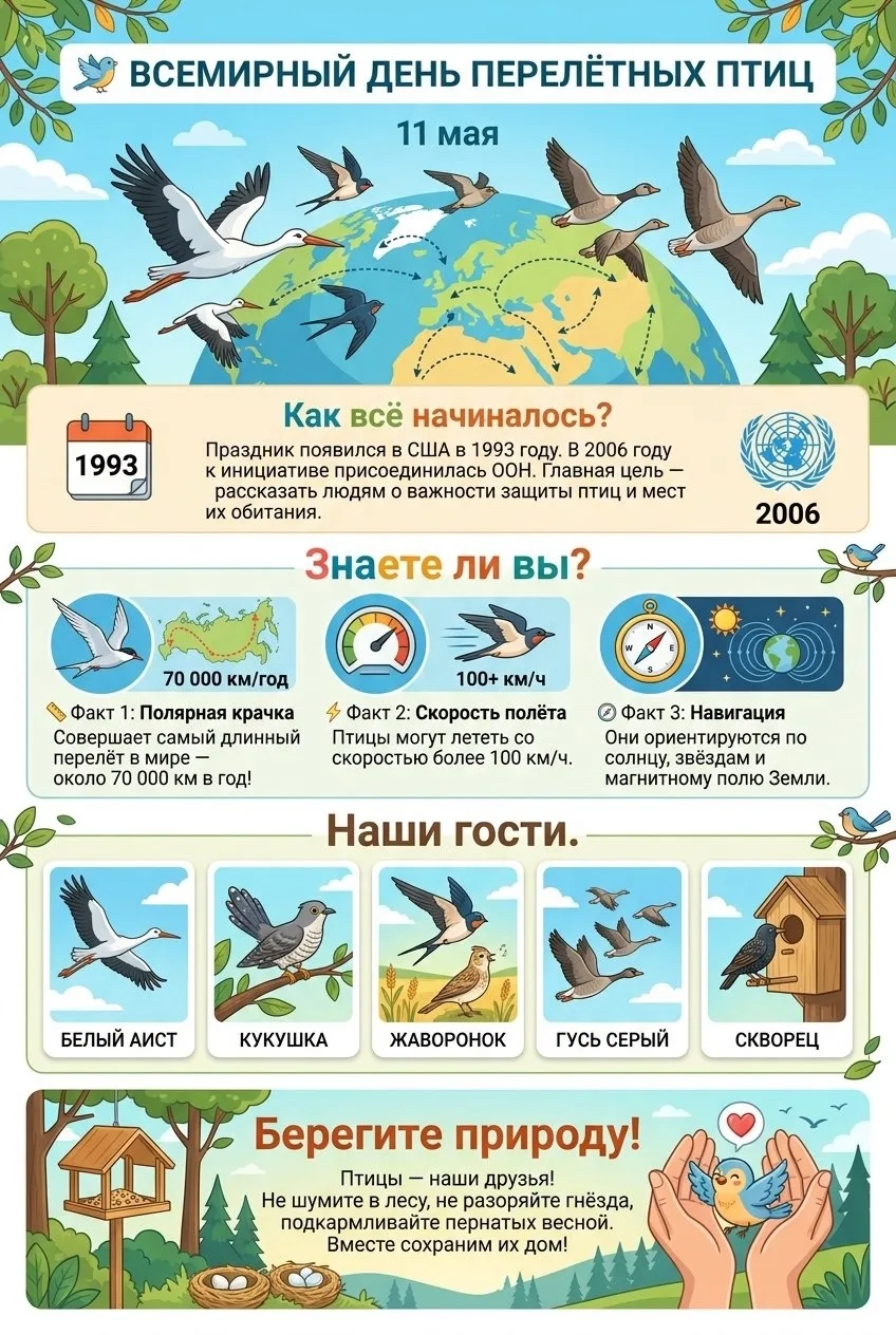 11 мая — Всемирный день перелётных птиц