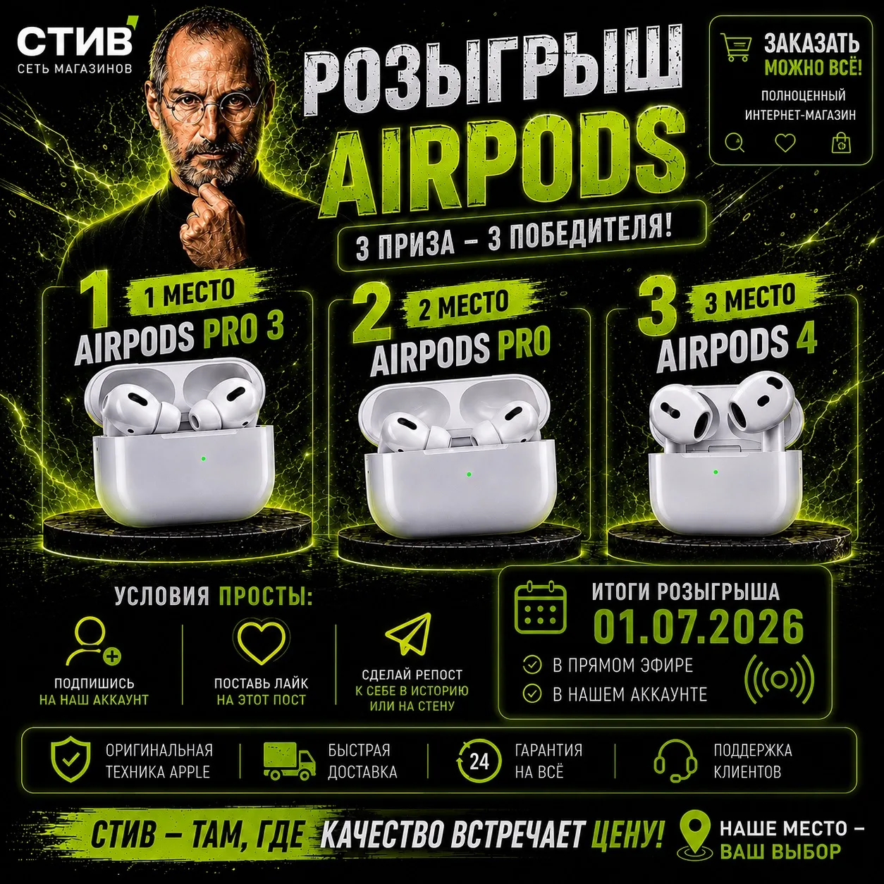 🎧 РОЗЫГРЫШ AIRPODS ОТ СТИВ 🎧