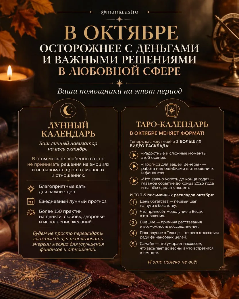 ⚡️❤️💰В ОКТЯБРЕ ОСТОРОЖНЕЕ С ДЕНЬГАМИ И ВАЖНЫМИ РЕШЕНИЯМИ В ЛЮБОВНОЙ СФЕРЕ