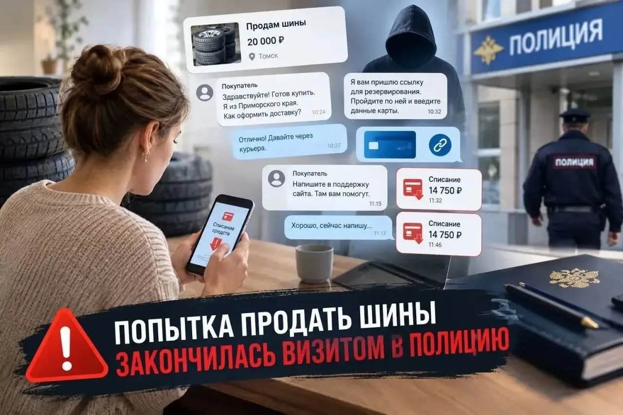 🚨 Томичка хотела продать шины, но дважды лишилась денег: полиция ищет «покупателя» из ...