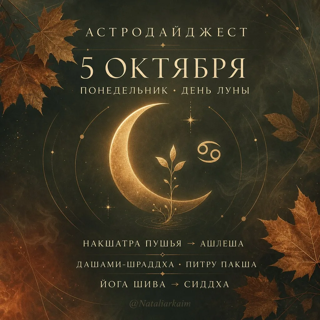 5 ОКТЯБРЯ, ПОНЕДЕЛЬНИК · ДЕНЬ ЛУНЫ 🌙