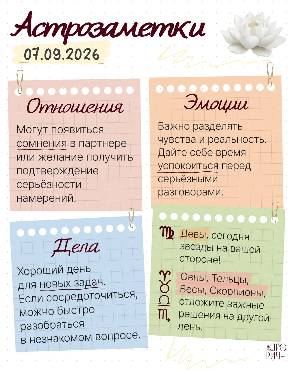 Астрозаметки на 7 сентября