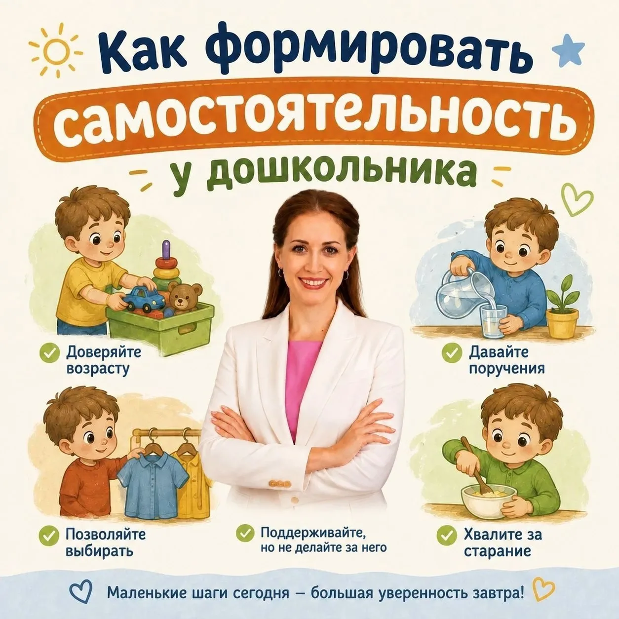 Самостоятельность не появляется за один день. Она формируется из маленьких ежедневных д...