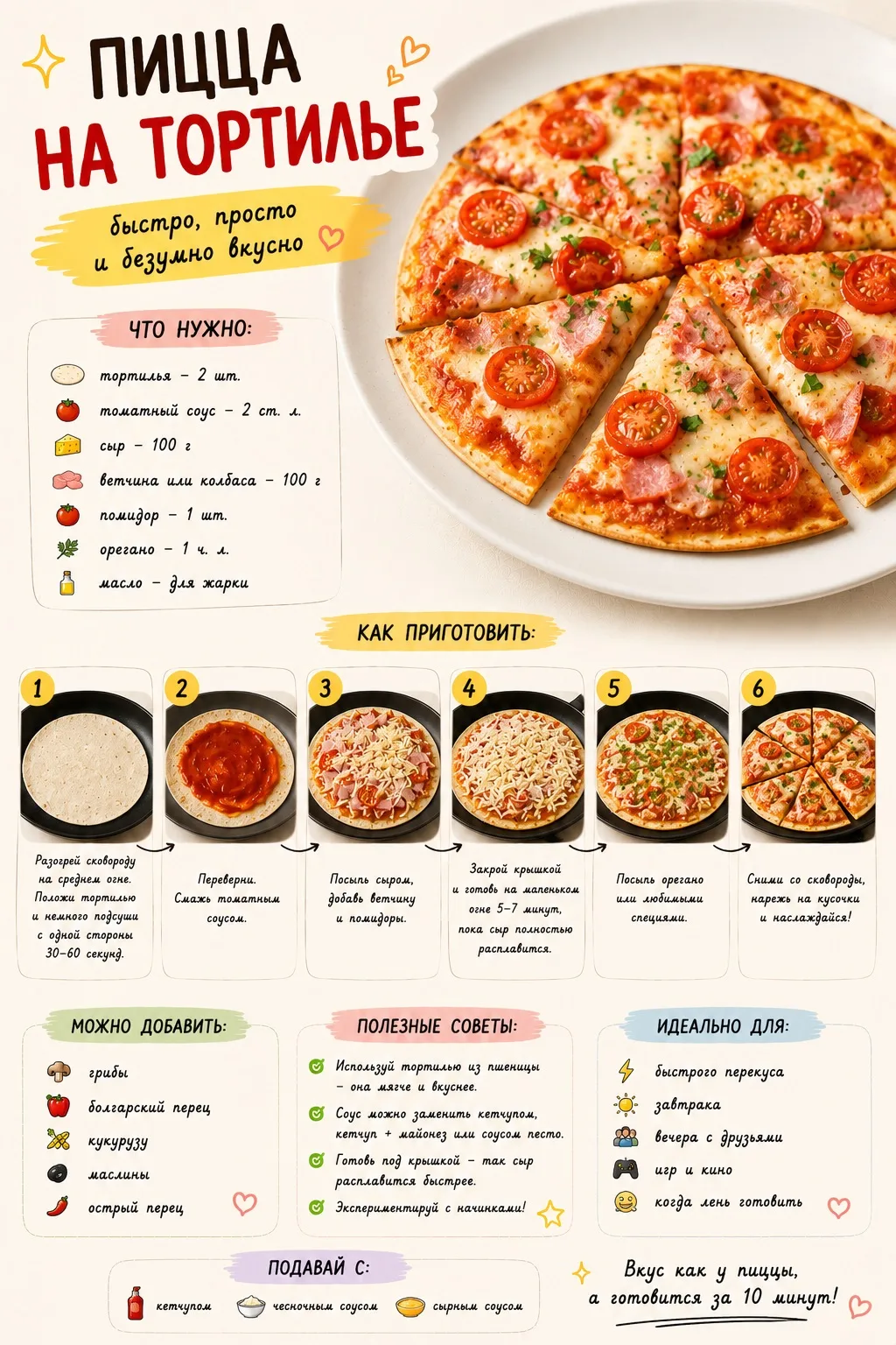 🍕 ПИЦЦА НА ТОРТИЛЬЕ ✨