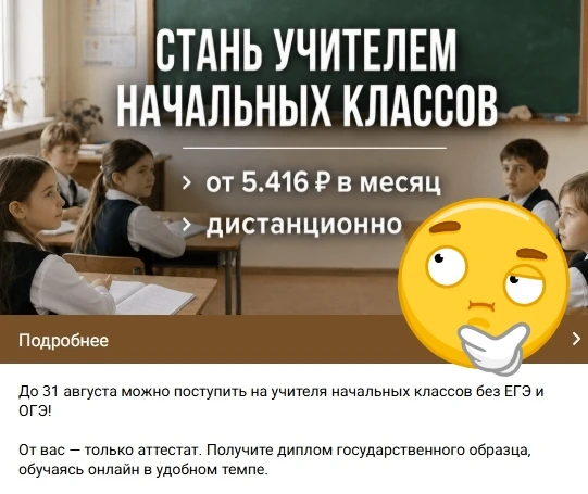 Вот такие учителя будут приходить в школы. Попалось объявление: экзамены не нужны, учат...