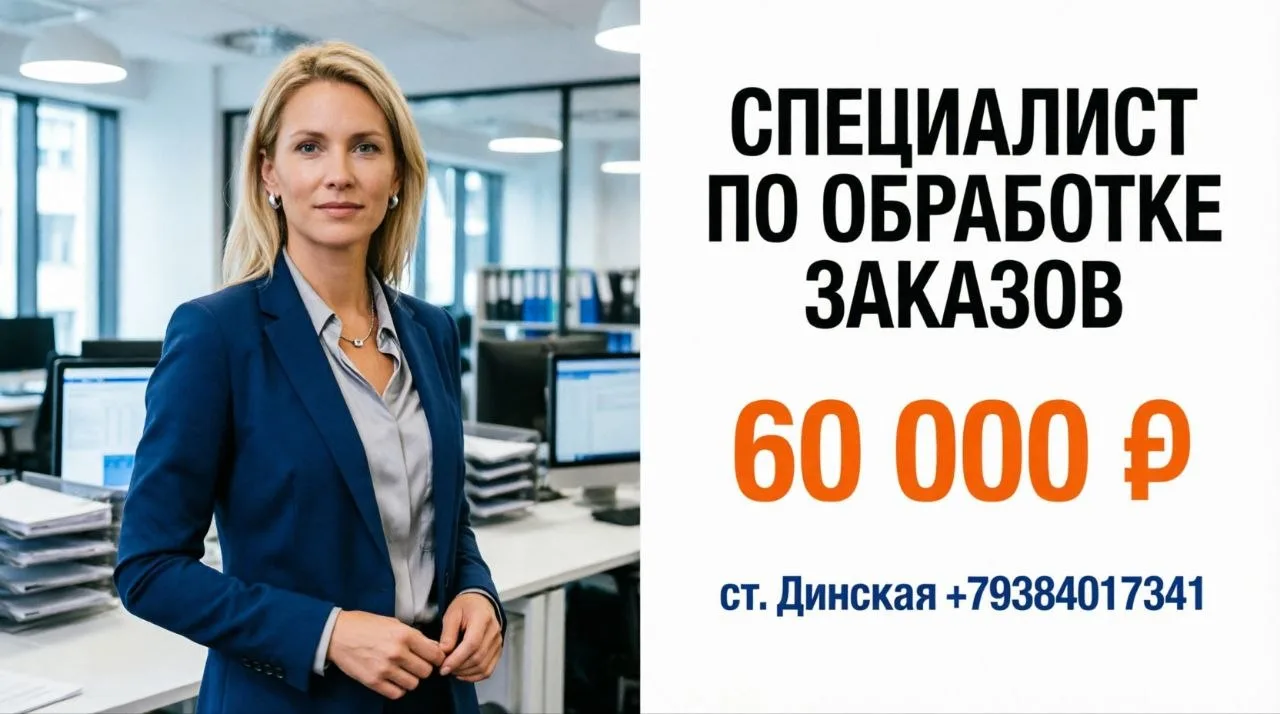СПЕЦИАЛИСТ ПО ОБРАБОТКЕ ЗАКАЗОВ | 60 000 ₽