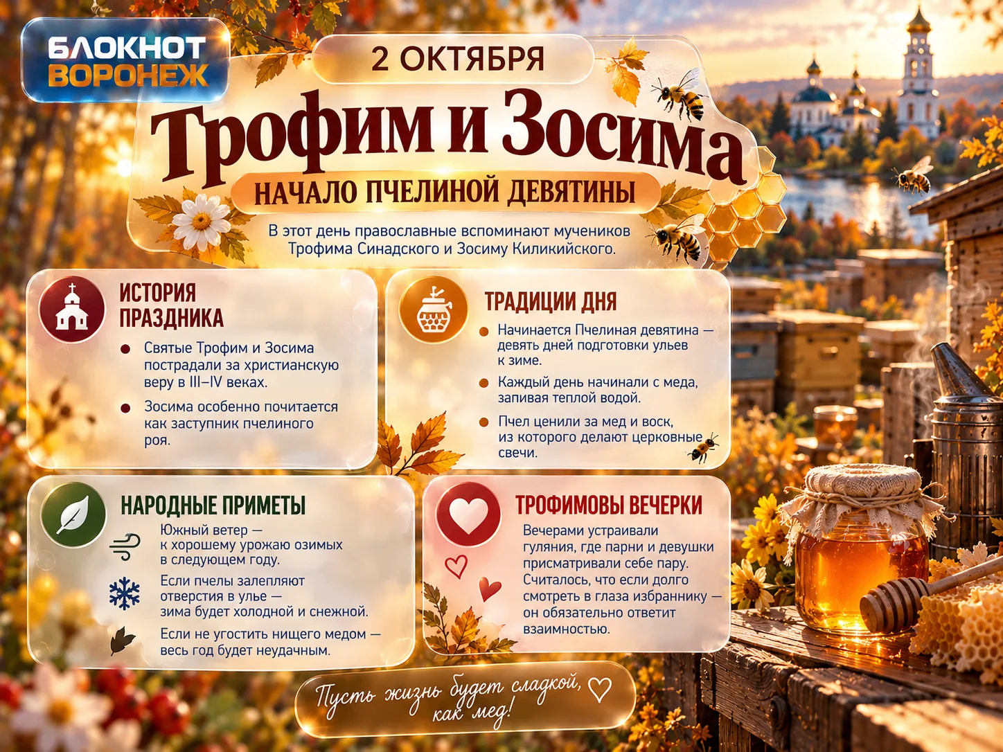 🌾 2 октября - начало народного праздника пчеловода - Пчелиной девятины, которая продли...