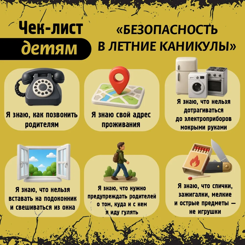 ☀️ Лето + каникулы = максимум активности!

Но безопасность прежде всего.

Представляем чек-листы "Бе
