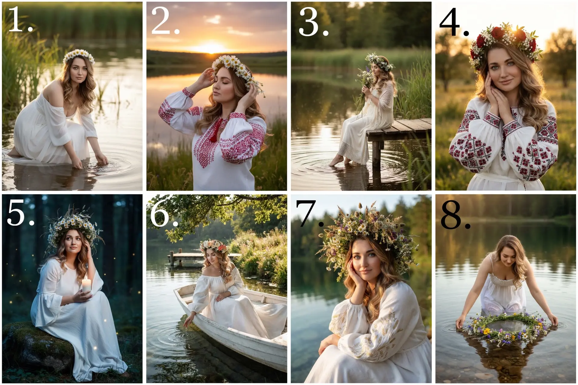 Промты для женской фотосессии Ивана Купала 💜