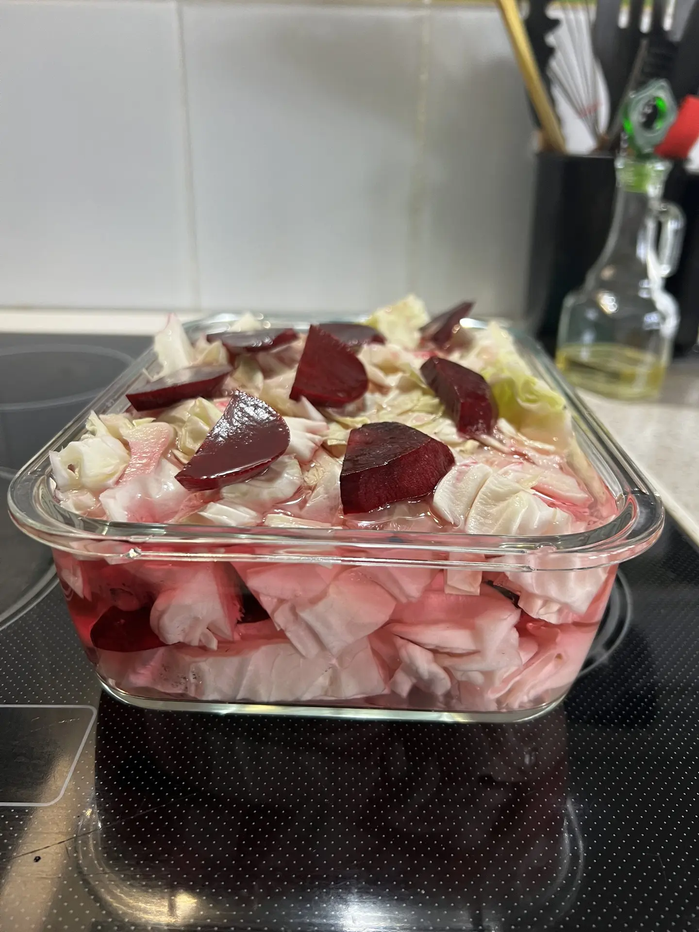 Вот сделала овощи слоями капуста и свекла для цвета  ))