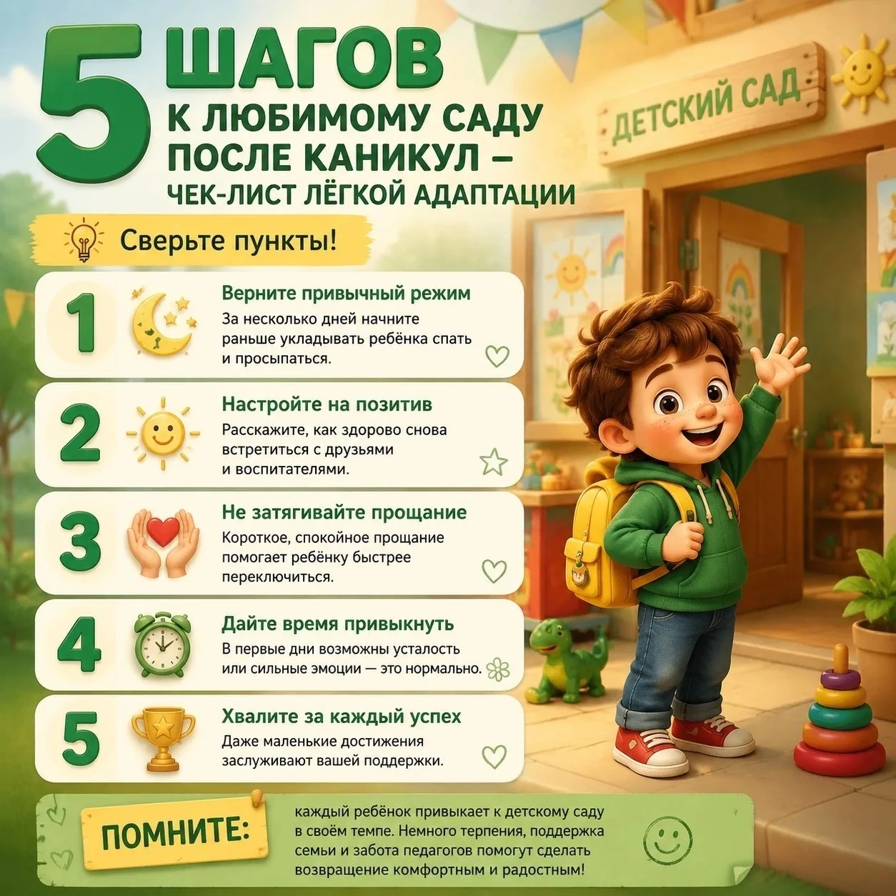 🌞 Возвращение в детский сад после каникул — без слёз и стресса? Это реально!