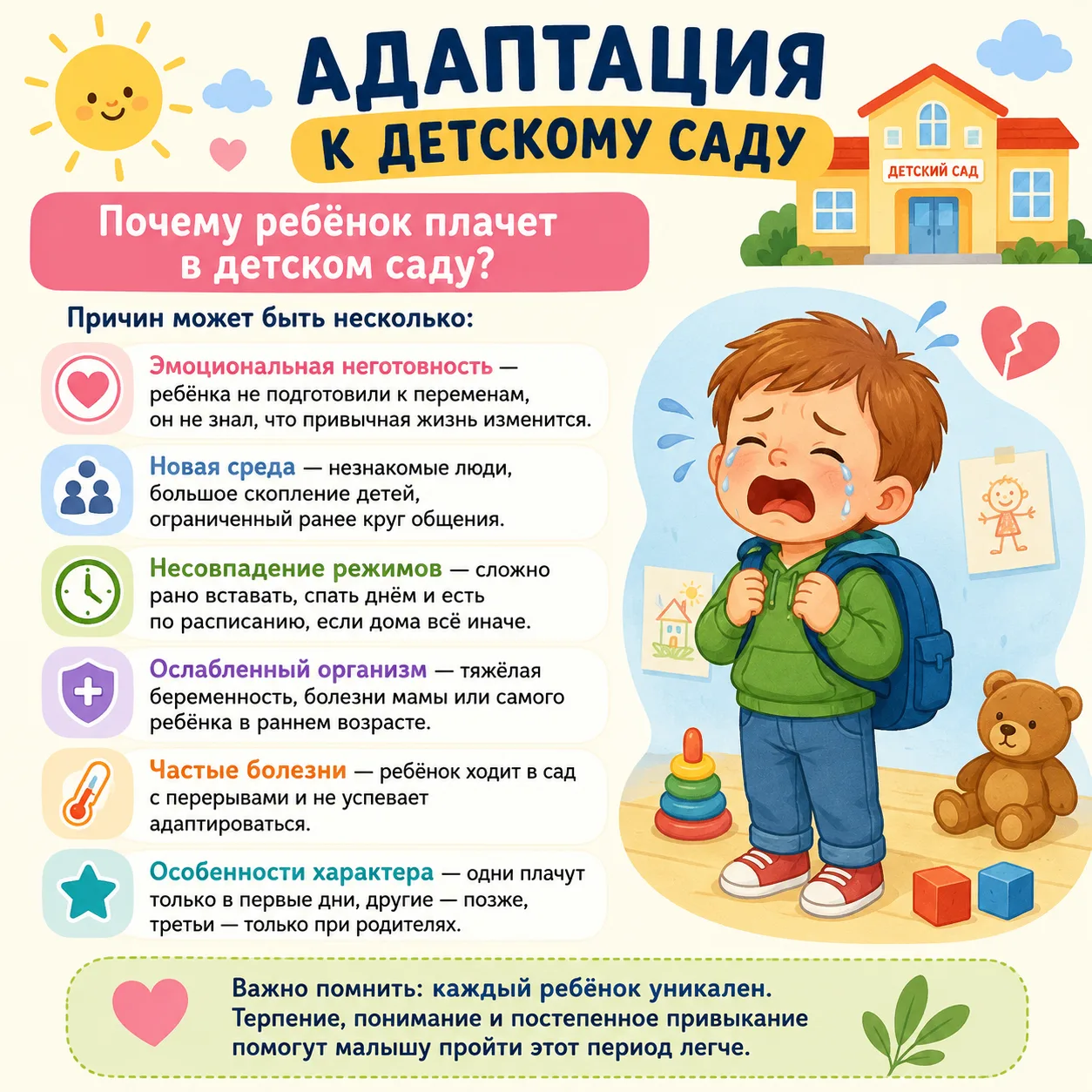 🧸Адаптация к детскому саду: как помочь себе и ребёнку.