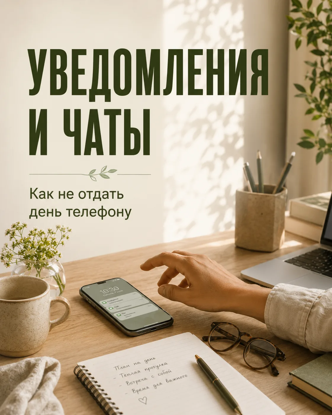 УВЕДОМЛЕНИЯ И ЧУЖИЕ ЗАДАЧИ
Пришло уведомление — рука сама тянется к телефону. Чат, голосовое, чужая 