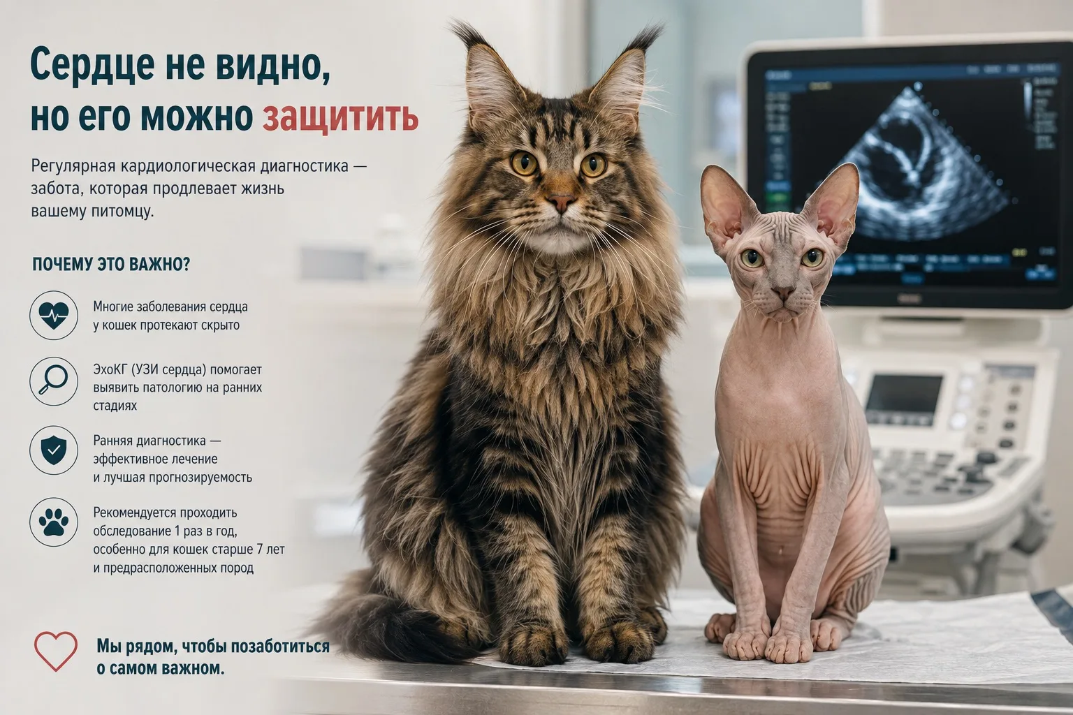 🫀 Гипертрофическая кардиомиопатия (ГКМП): «тихий убийца» в сердце домашней кошки