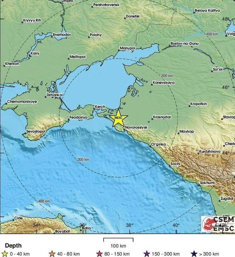 Под Анапой произошло землетрясение магнитудой 4,2 балла