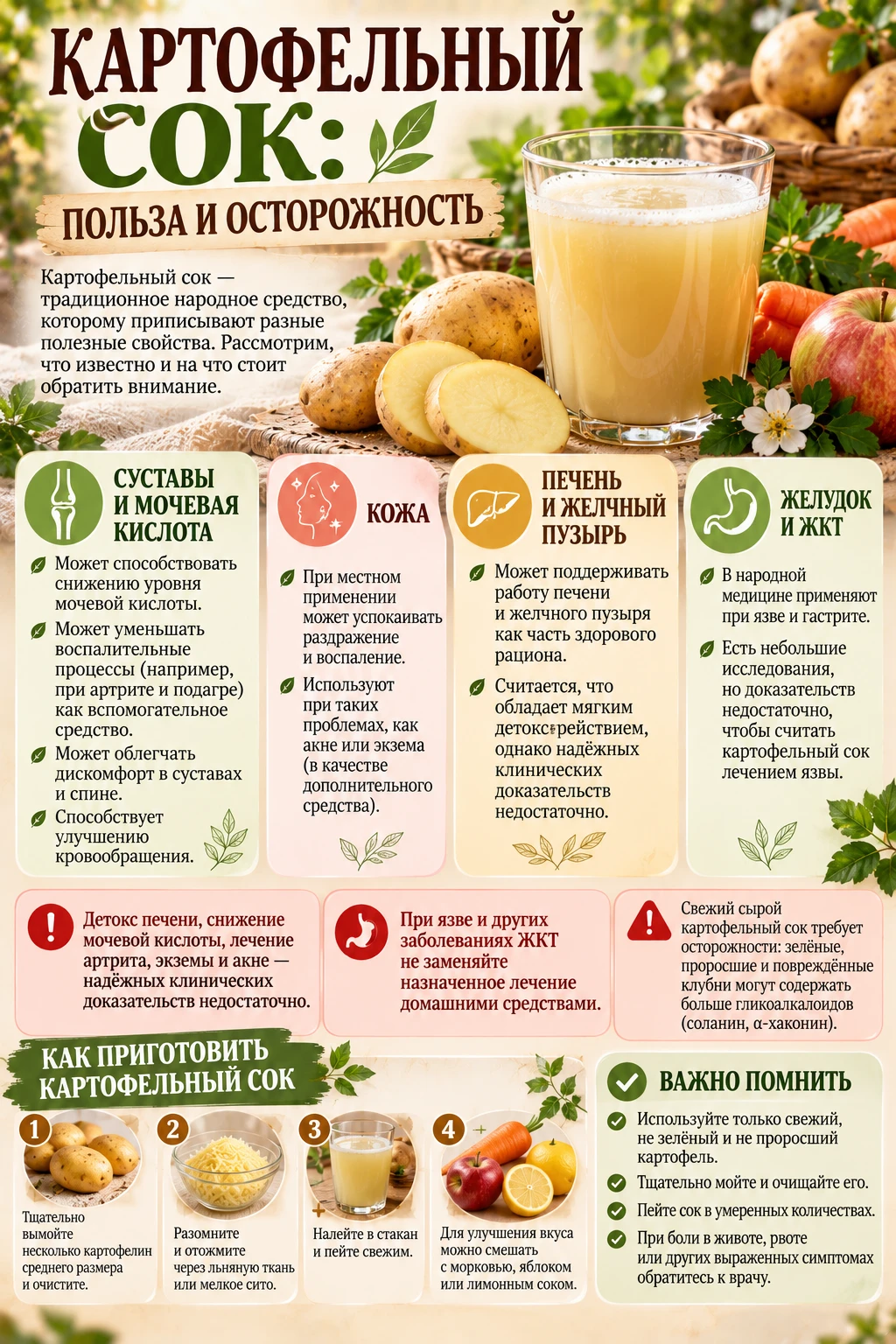 🥔 Польза картофельного сока..
