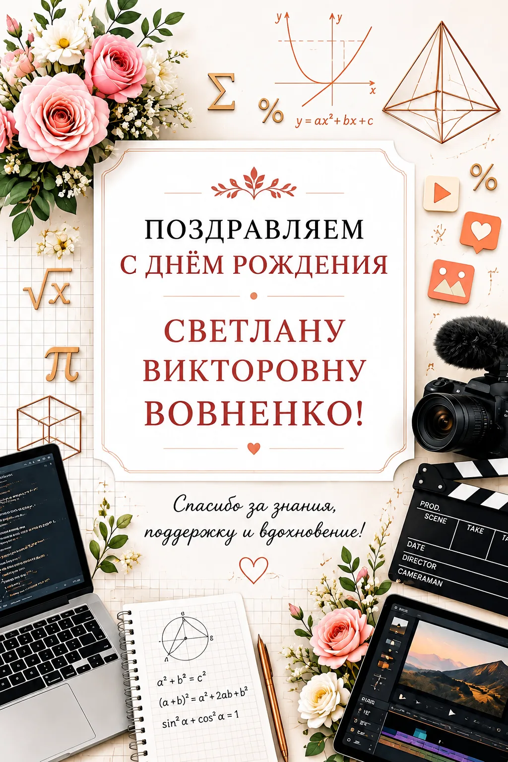 Сегодня мы поздравляем с днём рождения Светлану Викторовну Вовненко — нашего учителя ма...