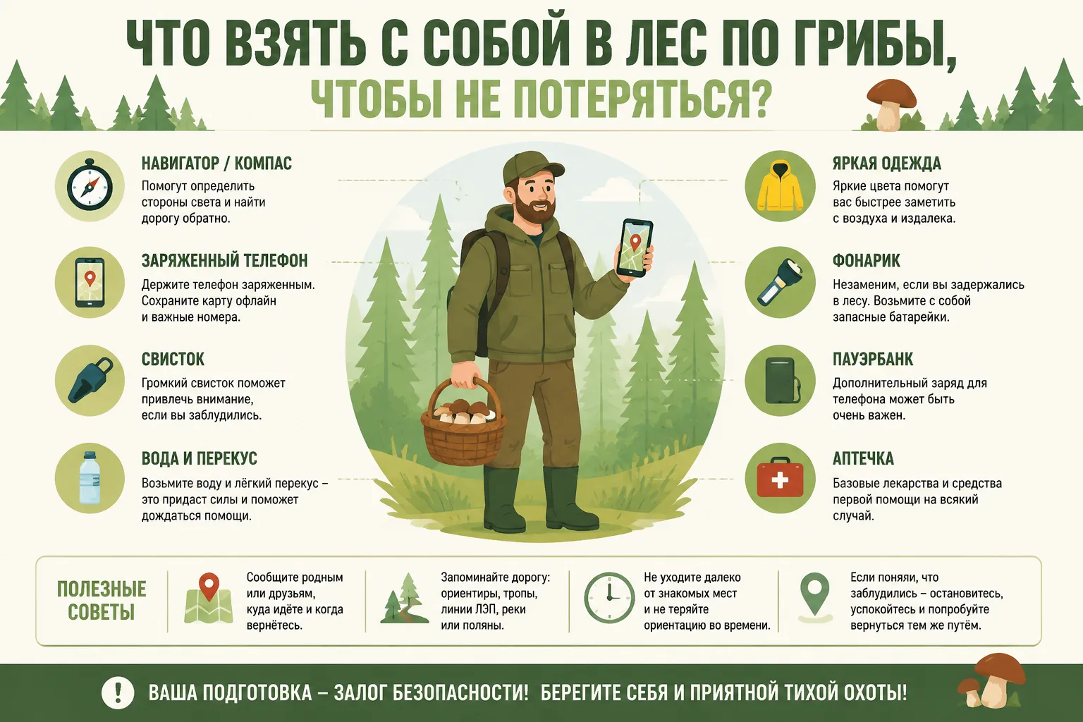 🍄Тихая охота: памятка для грибника