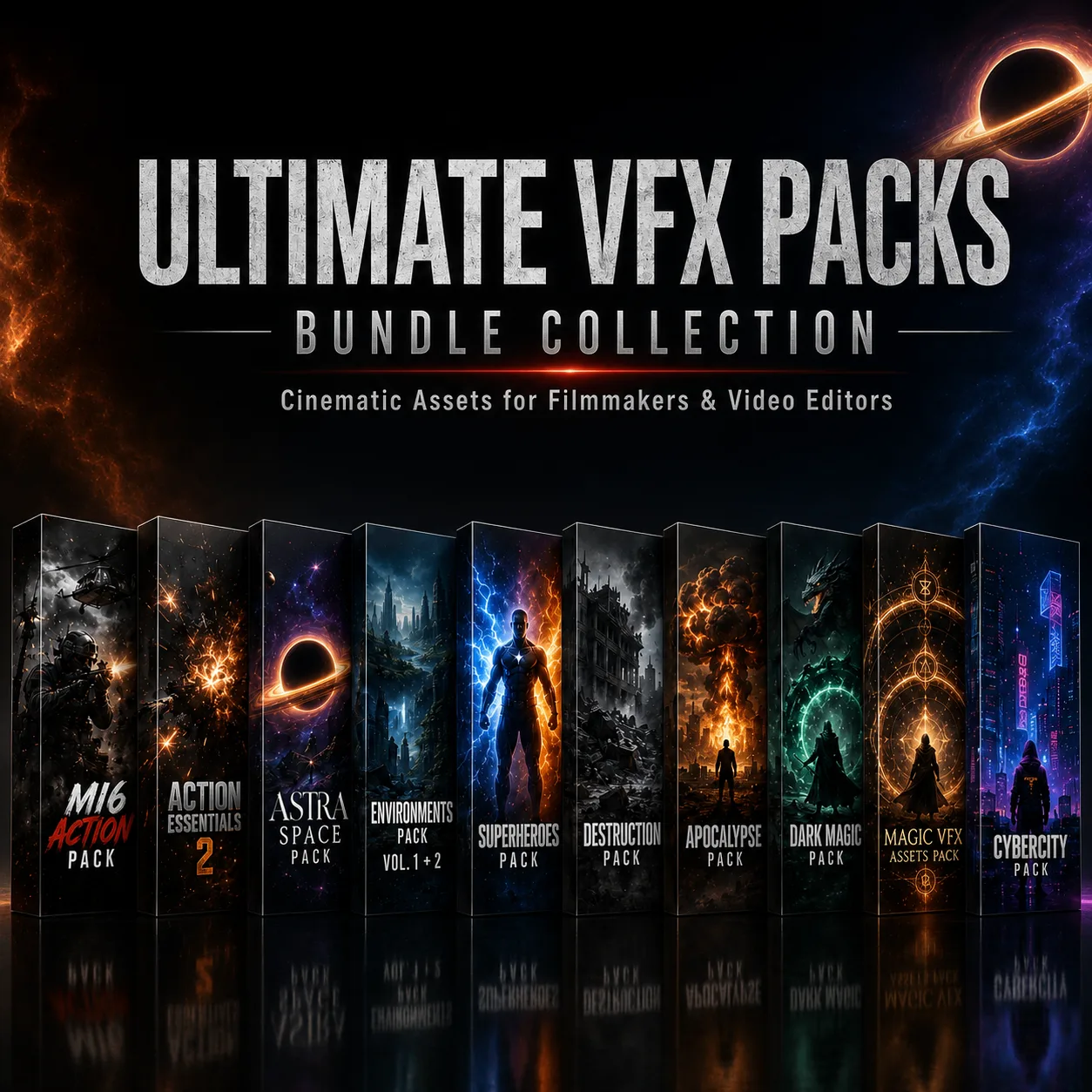 📽ULTIMATE VFX PACKS BUNDLE COLLECTION
Большая подборка VFX-паков для видеомонтажа — экшен, магия, к
