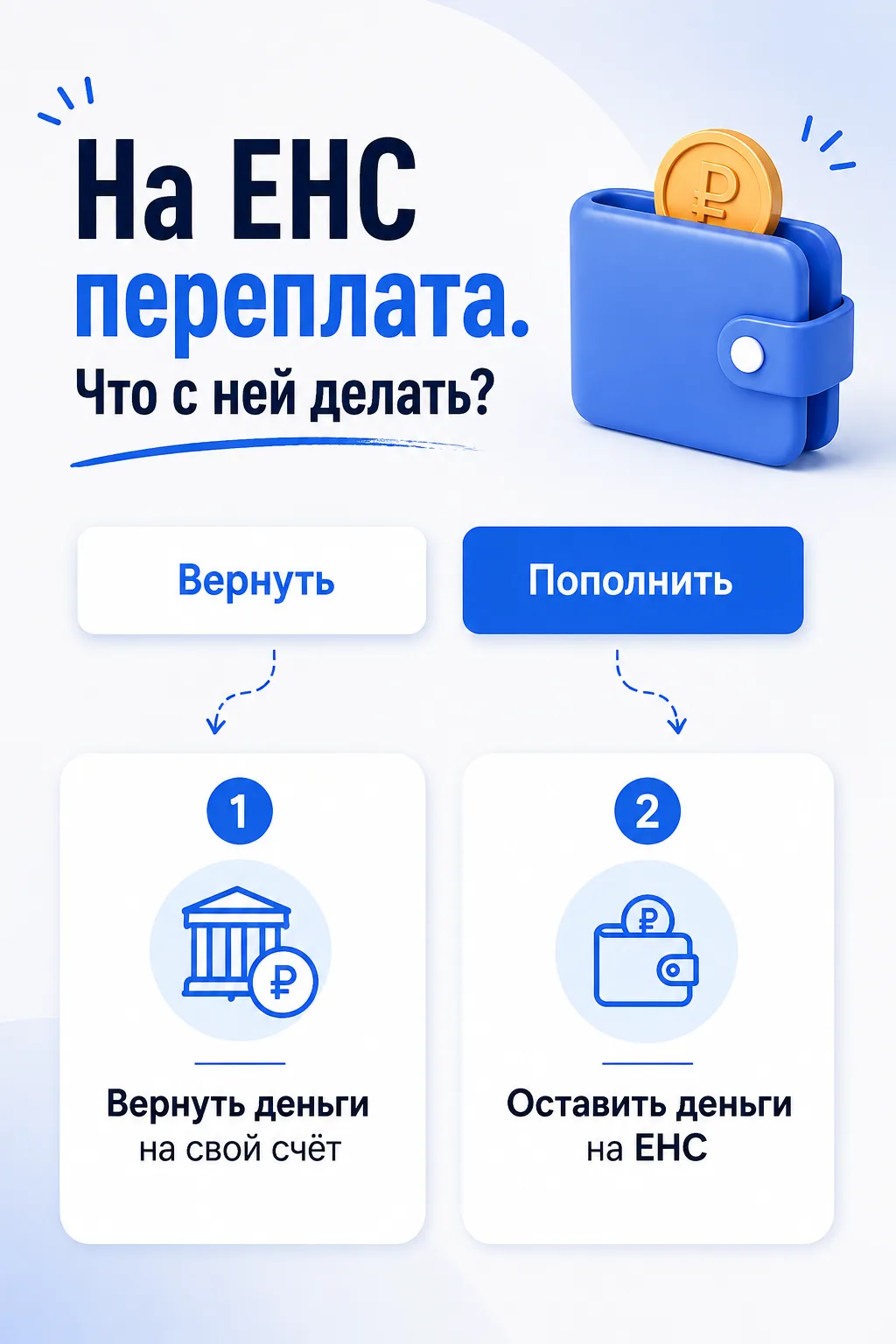 На ЕНС образовалась переплата. Что с ней делать? 💰